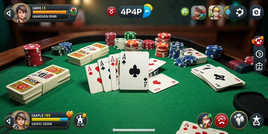 Tampilan gameplay seru di aplikasi Gaple 4P4P.