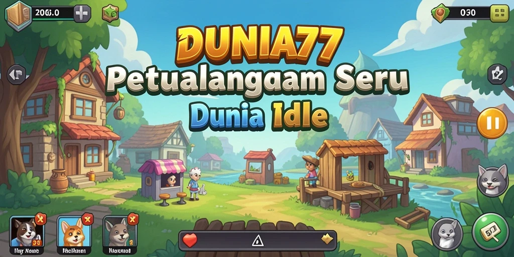 Tampilan seru dari gameplay DUNIA77 dalam genre Idle.