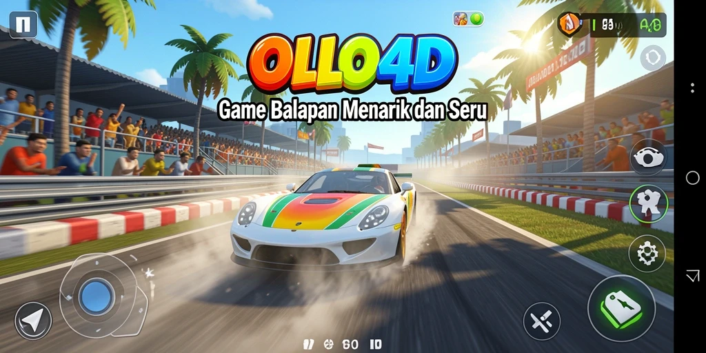Tampilan screenshot OLLO4D dengan aksi balapan yang mendebarkan.