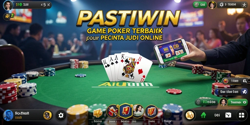 Screenshot gameplay PASTIWIN dengan tampilan meja Poker yang seru.