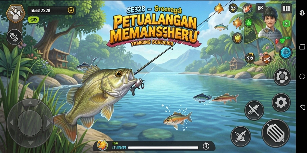 Tampilan gameplay SE328 yang menarik saat menangkap ikan.