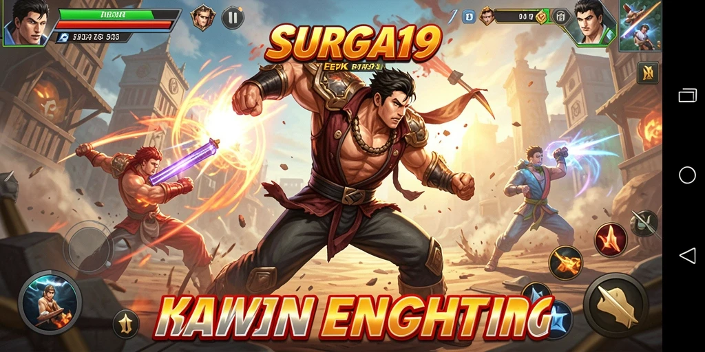 Tampilan gameplay SURGA19 yang mendebarkan saat pertarungan berlangsung.