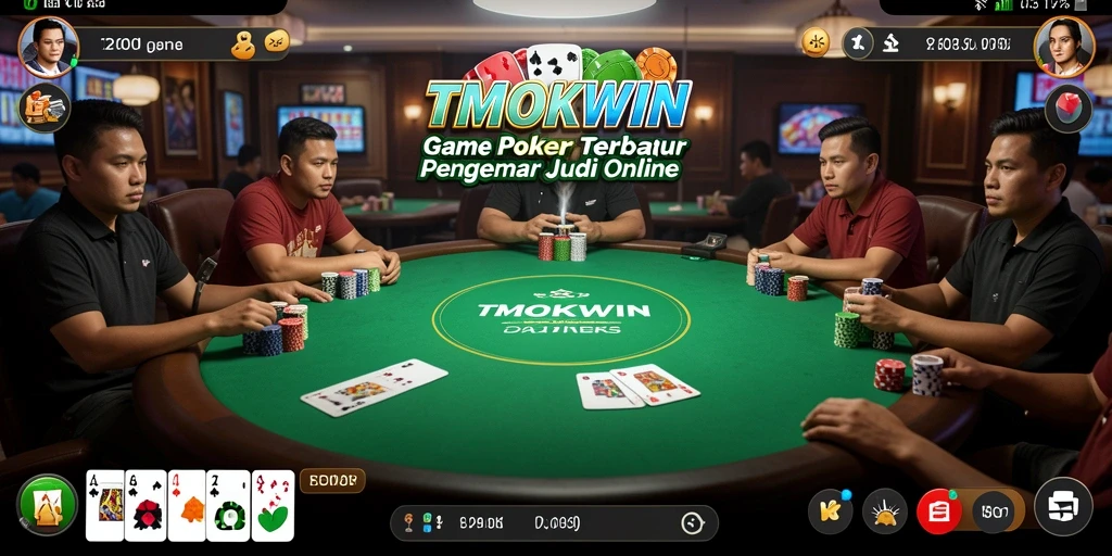 Tampilan gameplay seru TMOKWIN dalam sesi Poker yang menegangkan.