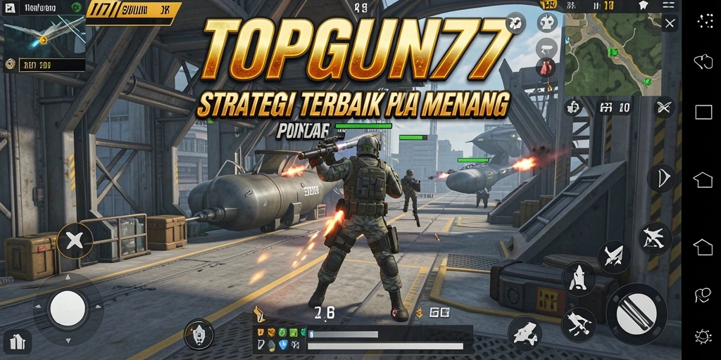 Tangkapan layar utama dari gameplay TOPGUN77 yang menunjukkan taktik strategis.