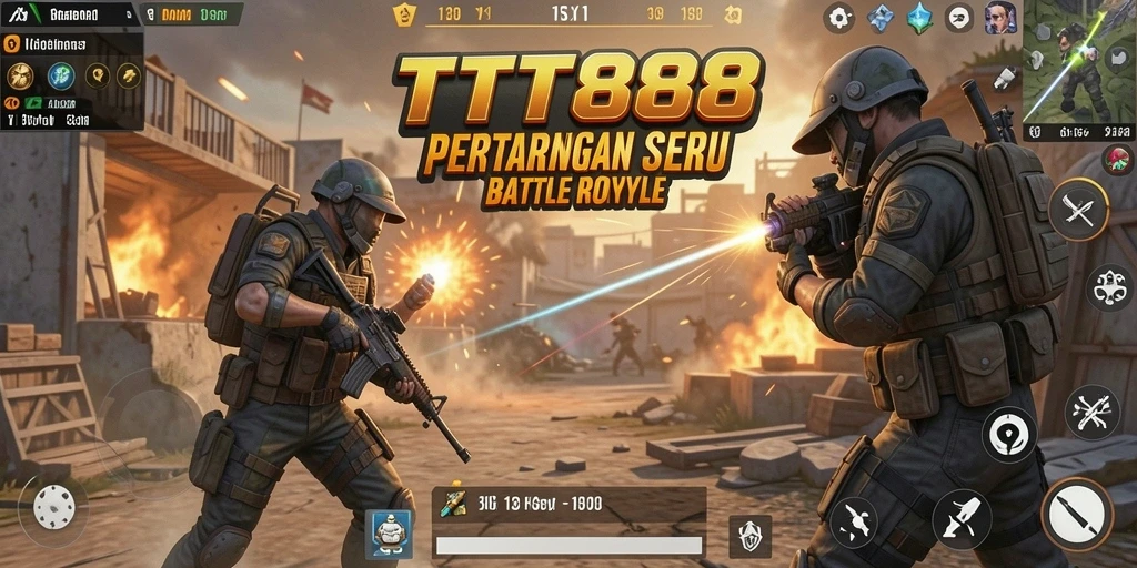 Screenshot gameplay TTT888 yang menampilkan laga sengit di arena Battle Royale.