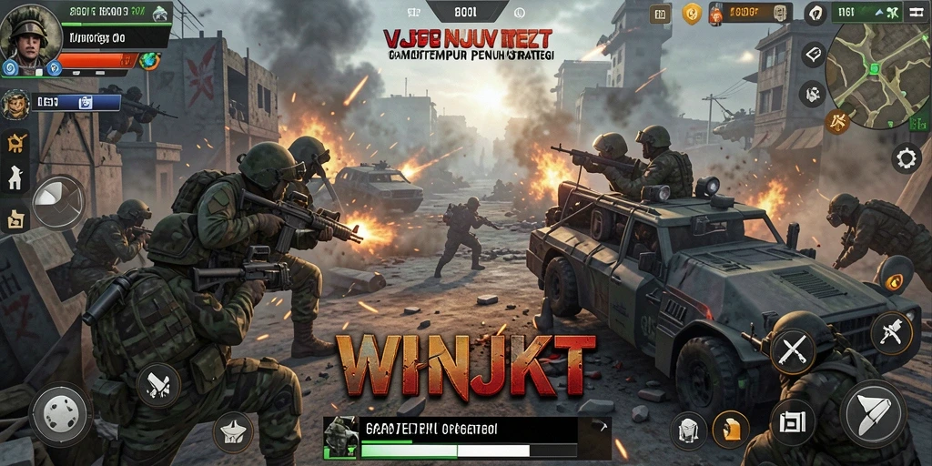Tampilan gameplay seru di WINJKT dengan aksi tempur yang mendebarkan.