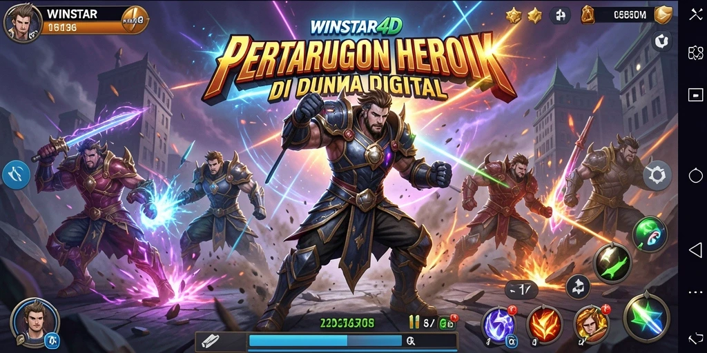 Tampilan gameplay WINSTAR4D dengan karakter bertarung dalam arena.